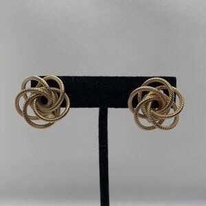 Vintage Gold-Tone Knot Clip-On Earrings